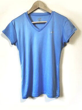 Retro Avia Slinky Sky Blue V-Neck Workout Tee Medium Sealish Blue